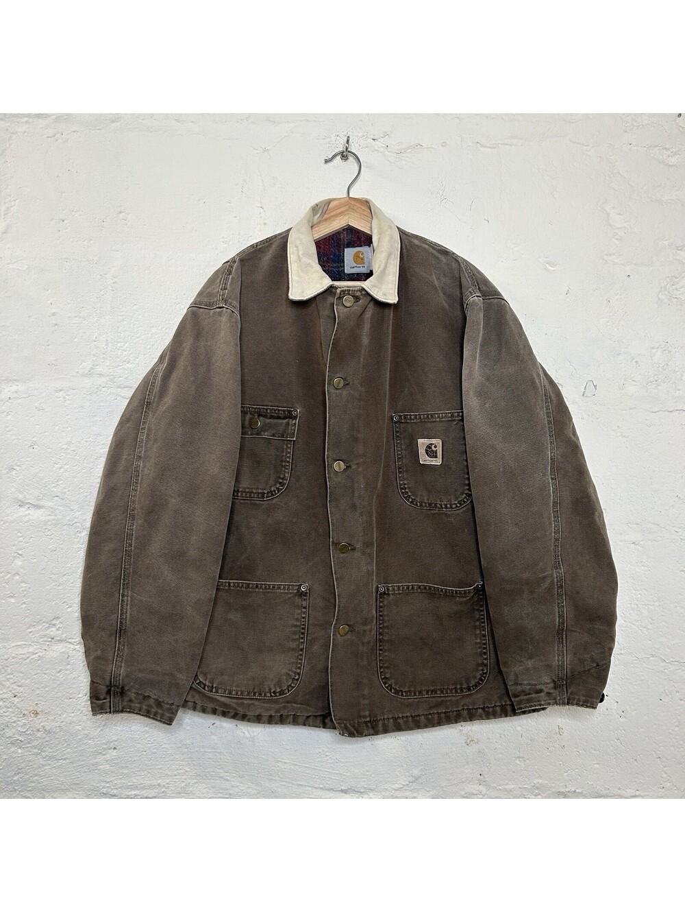 Vintage Faded Carhartt Wool-Lined Chore Coat “Chestnut” CB0482 Men’s X-Large